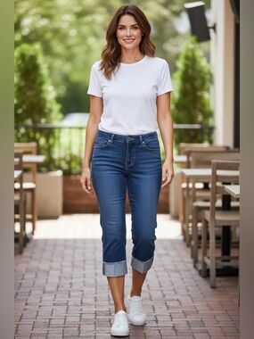 Morrison Denim's Sexy Mid Rise Boyfriend Jeans Features a cuffed hem | NWT